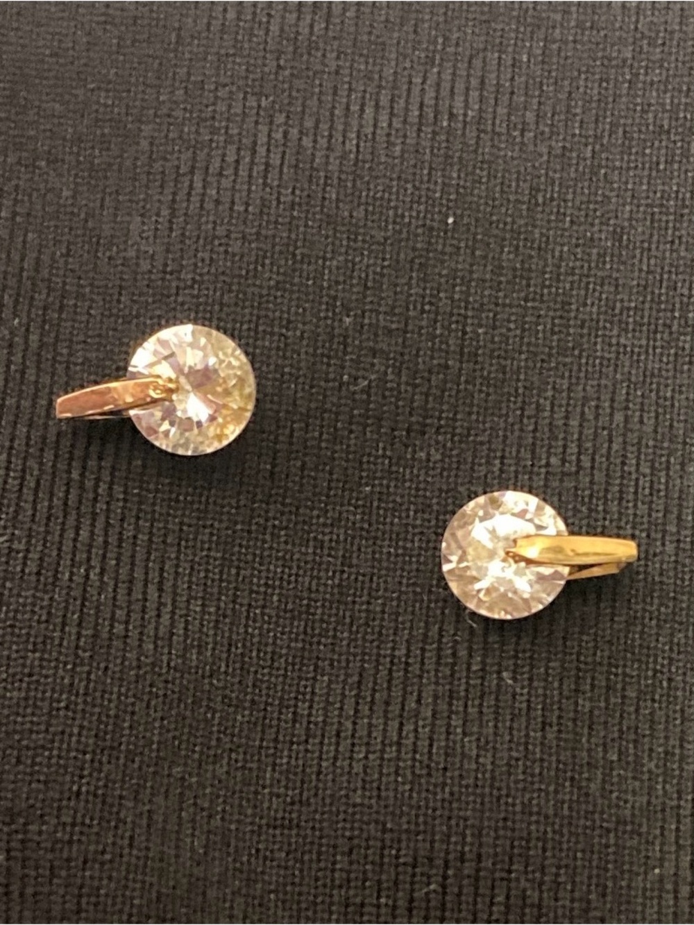 Gold Rhinestone Round Stud Earrings